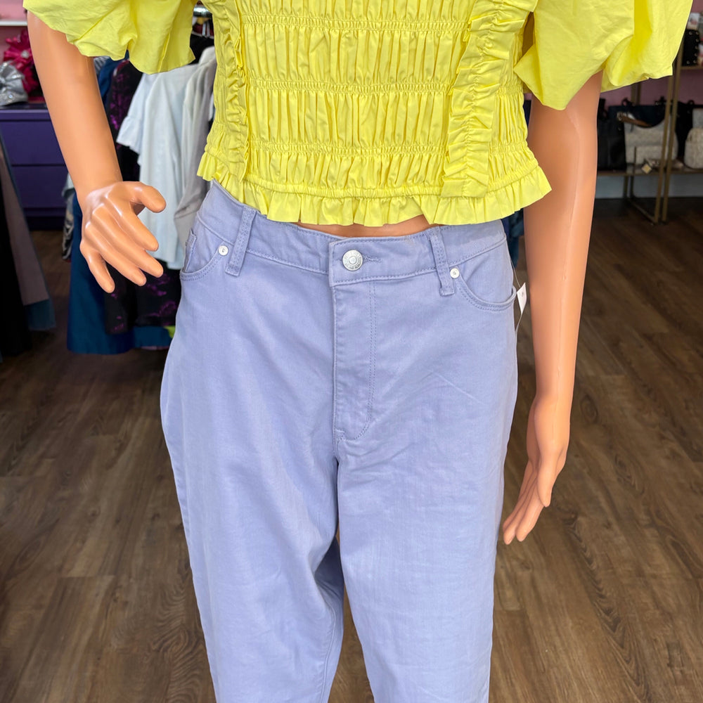 endless rose Women's Yellow Smocked Puff Sleeve Top Blouse Size Medium