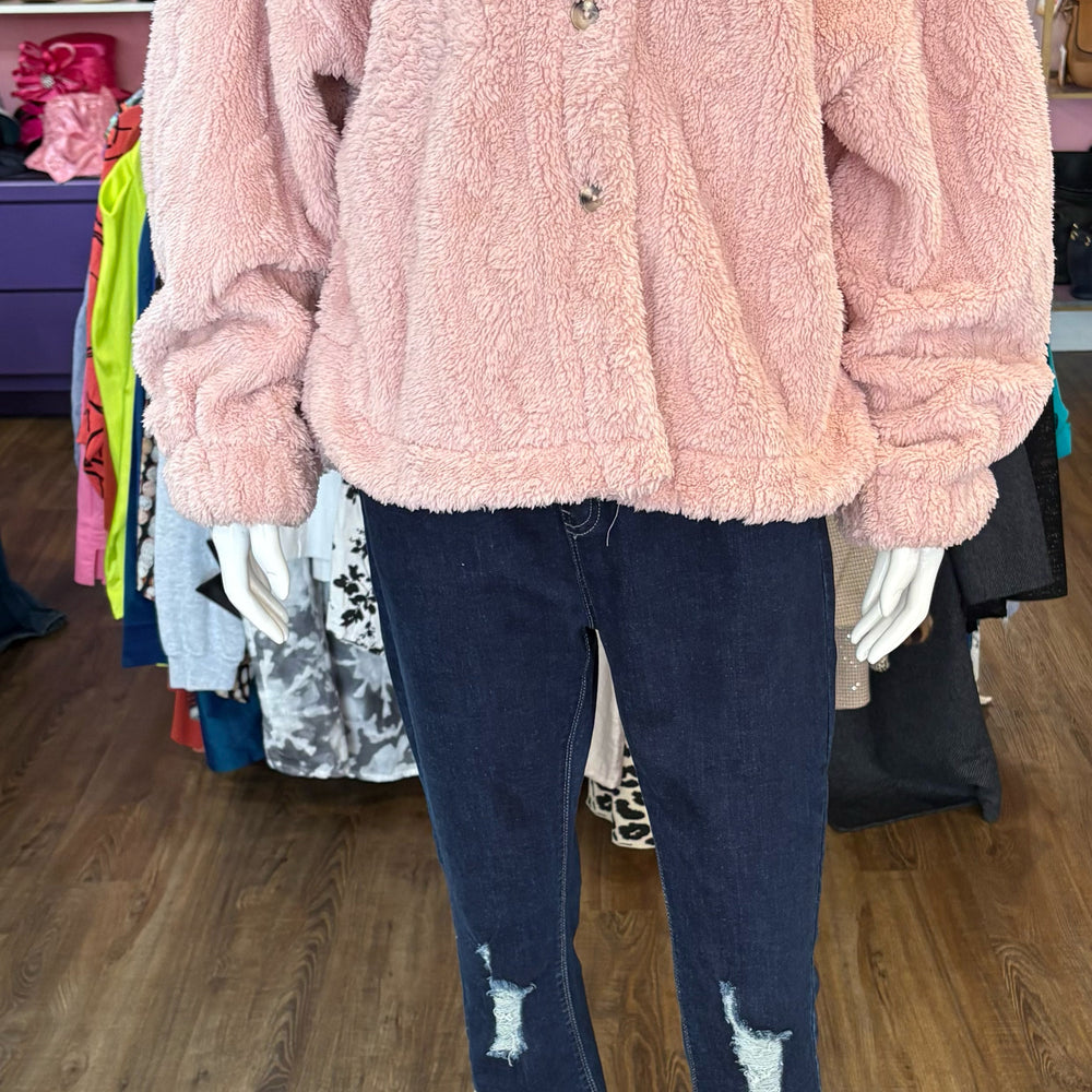 NWOT New in Light Pink Teddy Sherpa Jacket Size: L