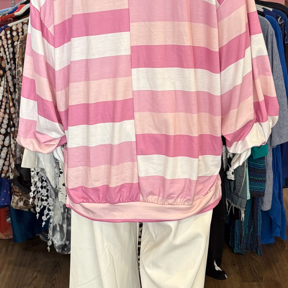 
                      
                        NWT Fantastic Fawn Pink & Off White Striped Sweatshirt Size: L
                      
                    
