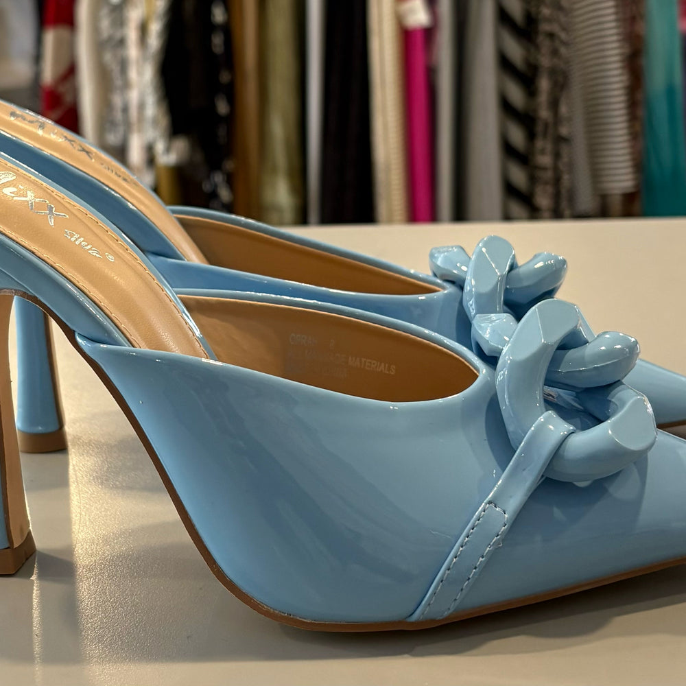 
                      
                        Mixx Shuz Oprah Baby Blue Mule Pumps Size:8
                      
                    