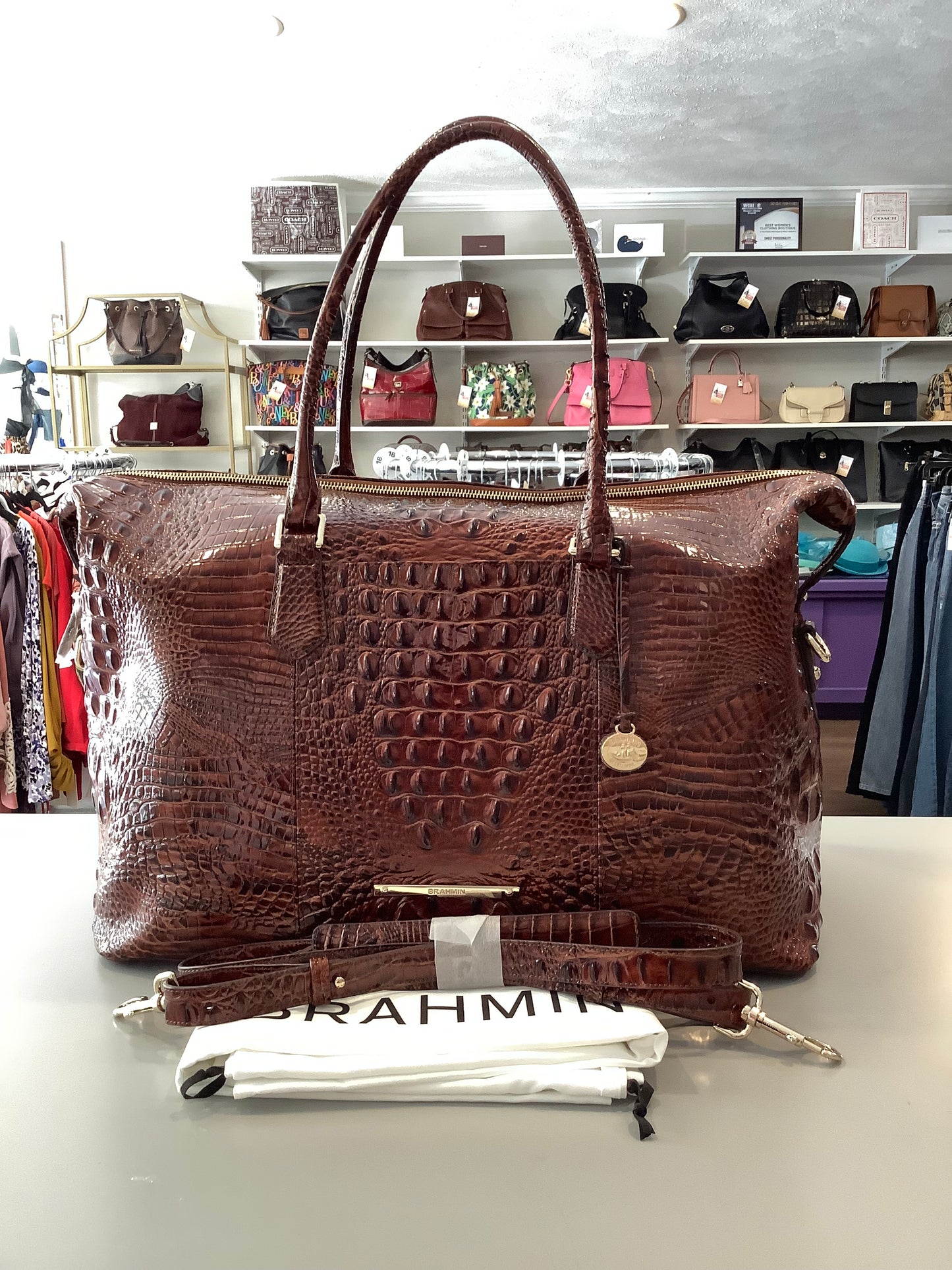 NWT Brahmin Duxbury Weekender in Pecan Melbourne