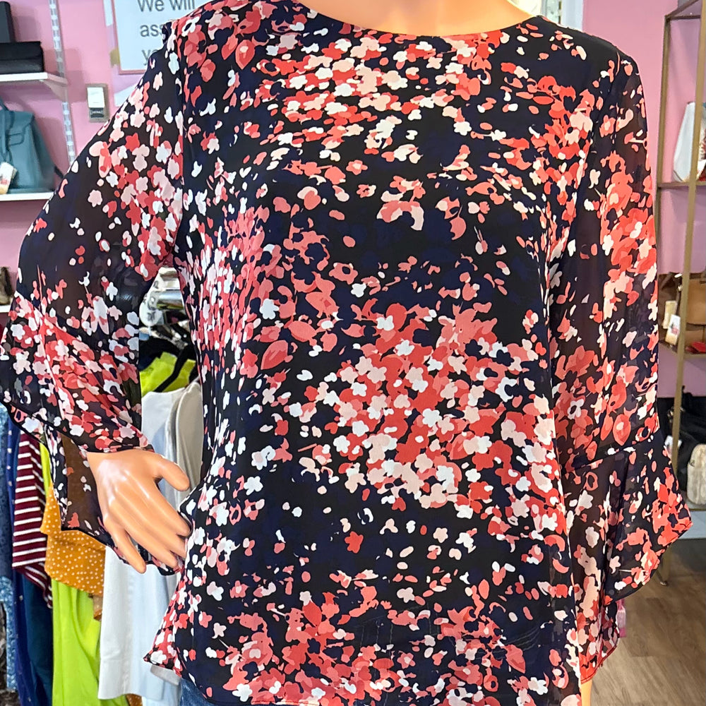 NWT Kasper Floral Multi-Colored Blouse Size:L