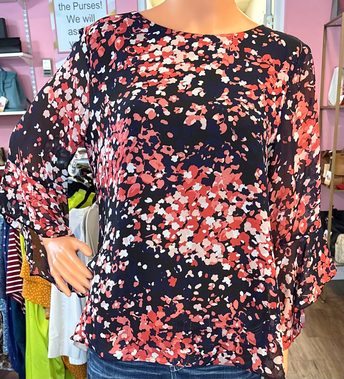 NWT Kasper Floral Multi-Colored Blouse Size:L