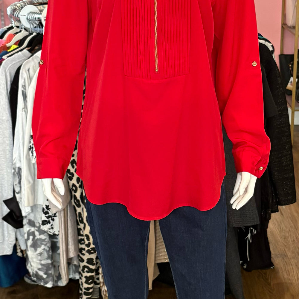 NWOT Michael Kors Red Long Sleeved Blouse Size: L