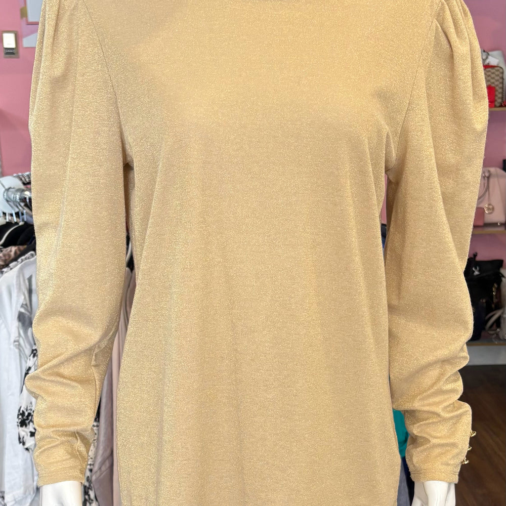 Liz Claiborne Gold Shimmer Long Sleeved Sweater Top Size:L