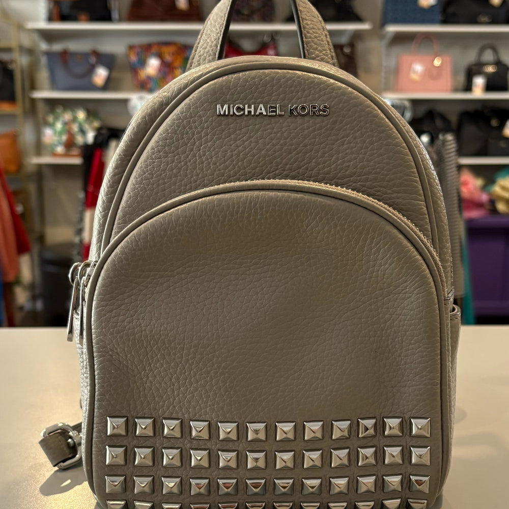 Michael Kors Abbey Pearl Grey Studded Extra Small Backpack