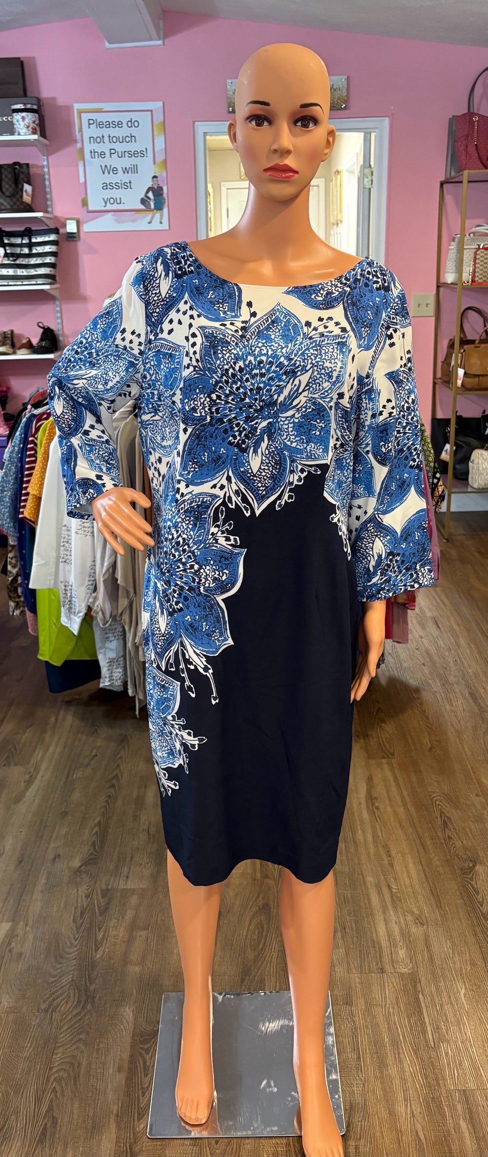 St. John Lotus Blossom Print Pencil Dress Size:14