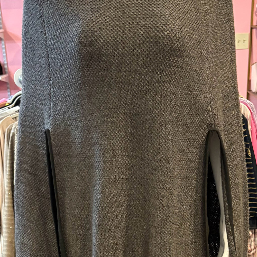 NWOT Ralph Lauren 100% Merino Wool Dark Grey Cape Poncho Sweater