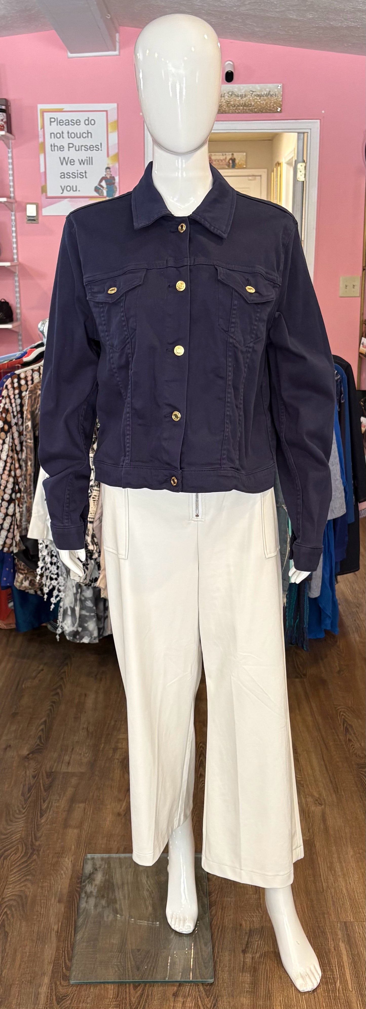 NWT Michael Kors True Navy Jean Jacket Size: XL