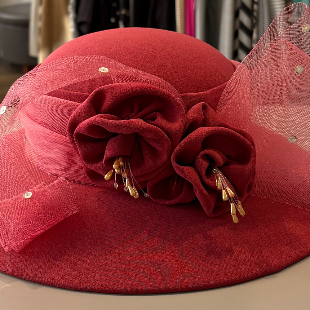 NWT Lisa Rene Style H9620 Church Hat in D.Rose