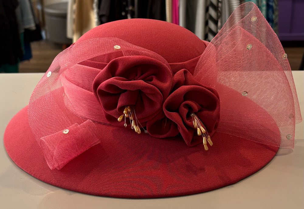 NWT Lisa Rene Style H9620 Church Hat in D.Rose