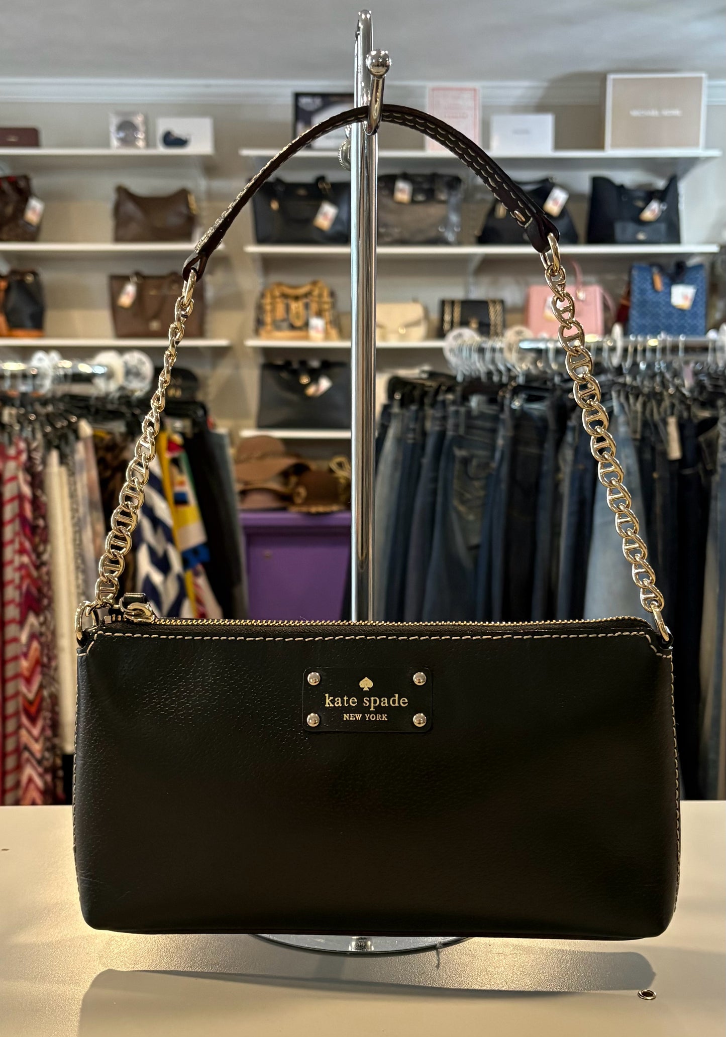 Kate Spade Black Wellesley Byrd Shoulder Bag with Chain Handle