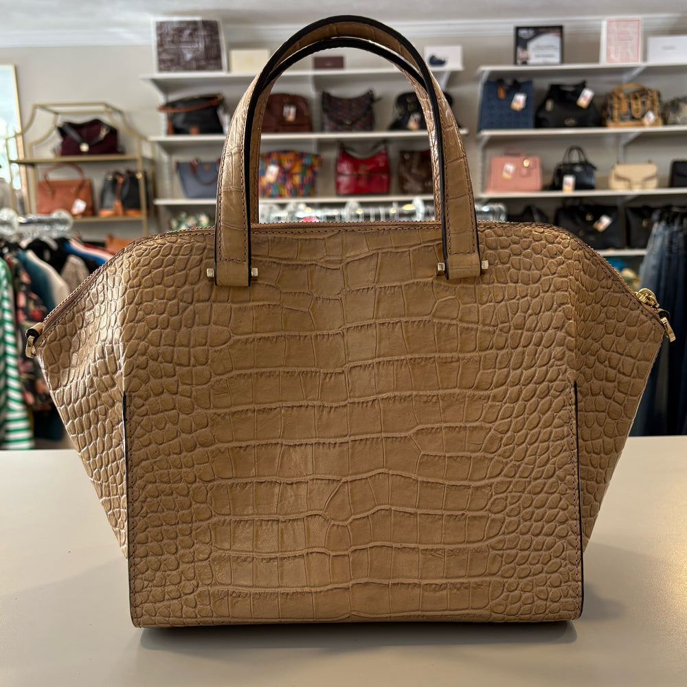 
                      
                        Kate Spade Beige Crocodile Embossed Parliament Square Satchel Bag
                      
                    