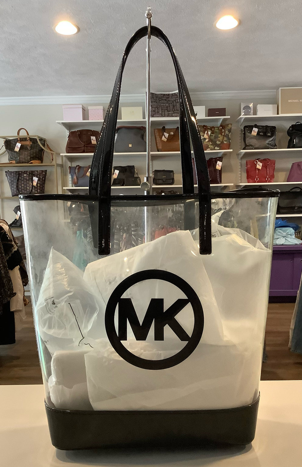 Michael Kors CLear and Black Large Tote Bag