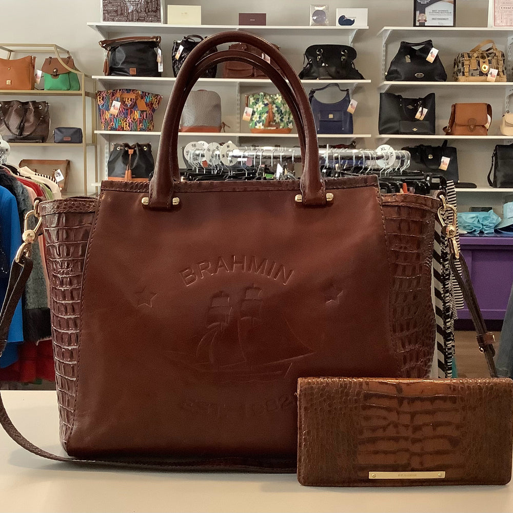 Brahmin Taylor Satchel in Cognac Elton