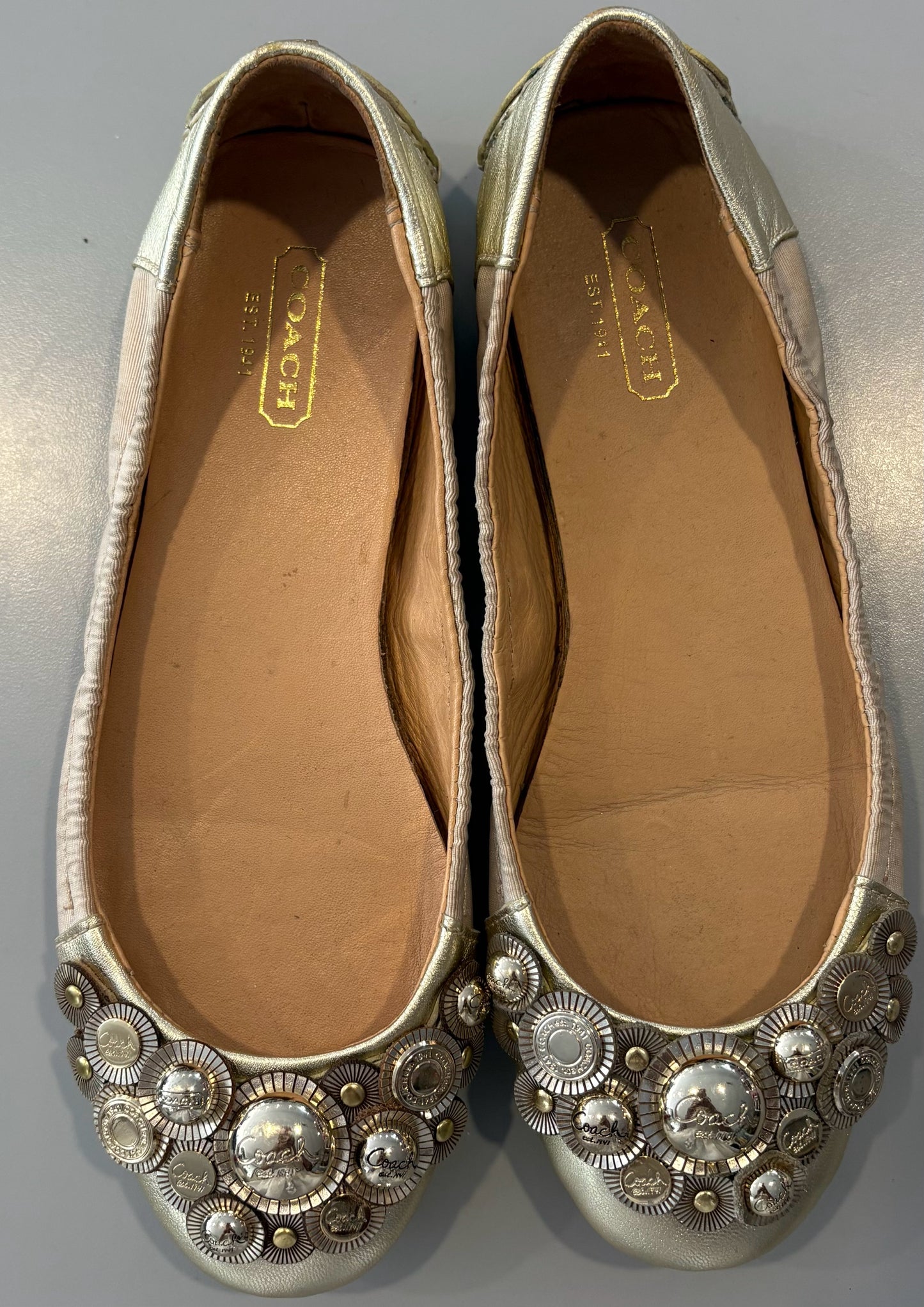 RARE Coach Venus Gold Metallic Ballet Leather Flats Sz:6.5B