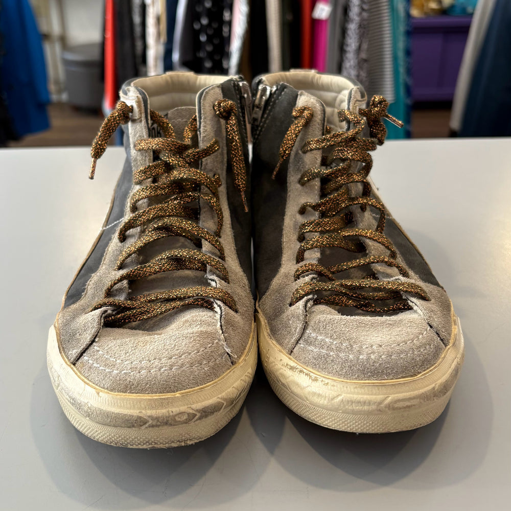 Golden Goose Slide High-Top with White Star Suede & Leather Sneakers Size:39