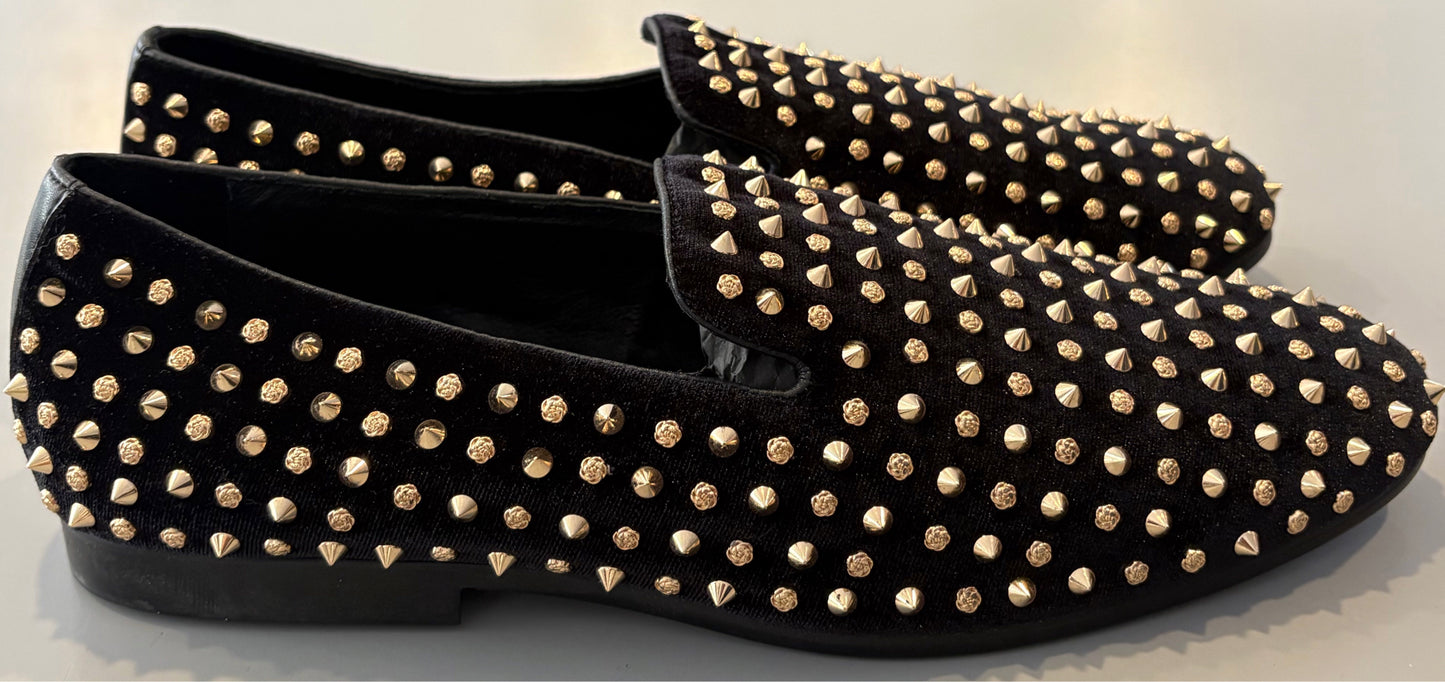 J75 by Jump Leopold Black + Gold Studded Slip on Dress Shoes Size: 12 Sweet Purseonality J75 by Jump Leopold Black + Gold Studded Slip on Dress Shoes Size: 12 Sweet Purseonality