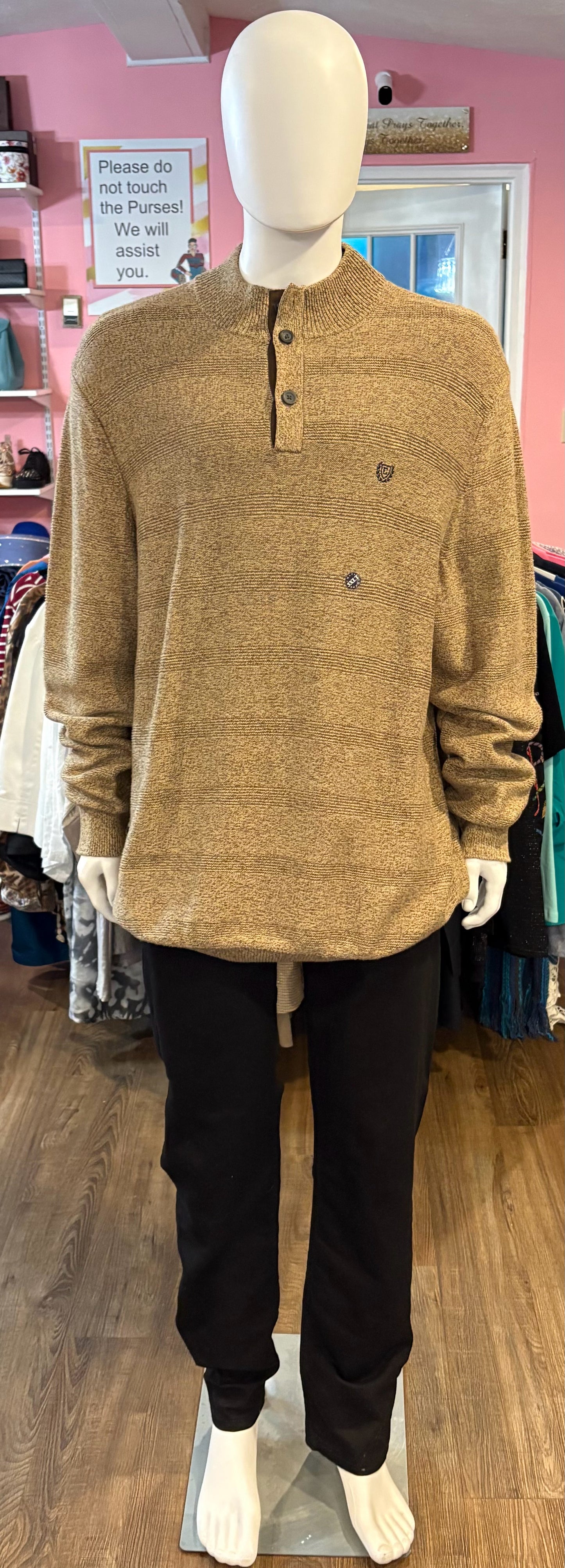 NWT Chaps Brown 100% Cotton Knit Mock-Neck Sweater Size: 3XL/Tall