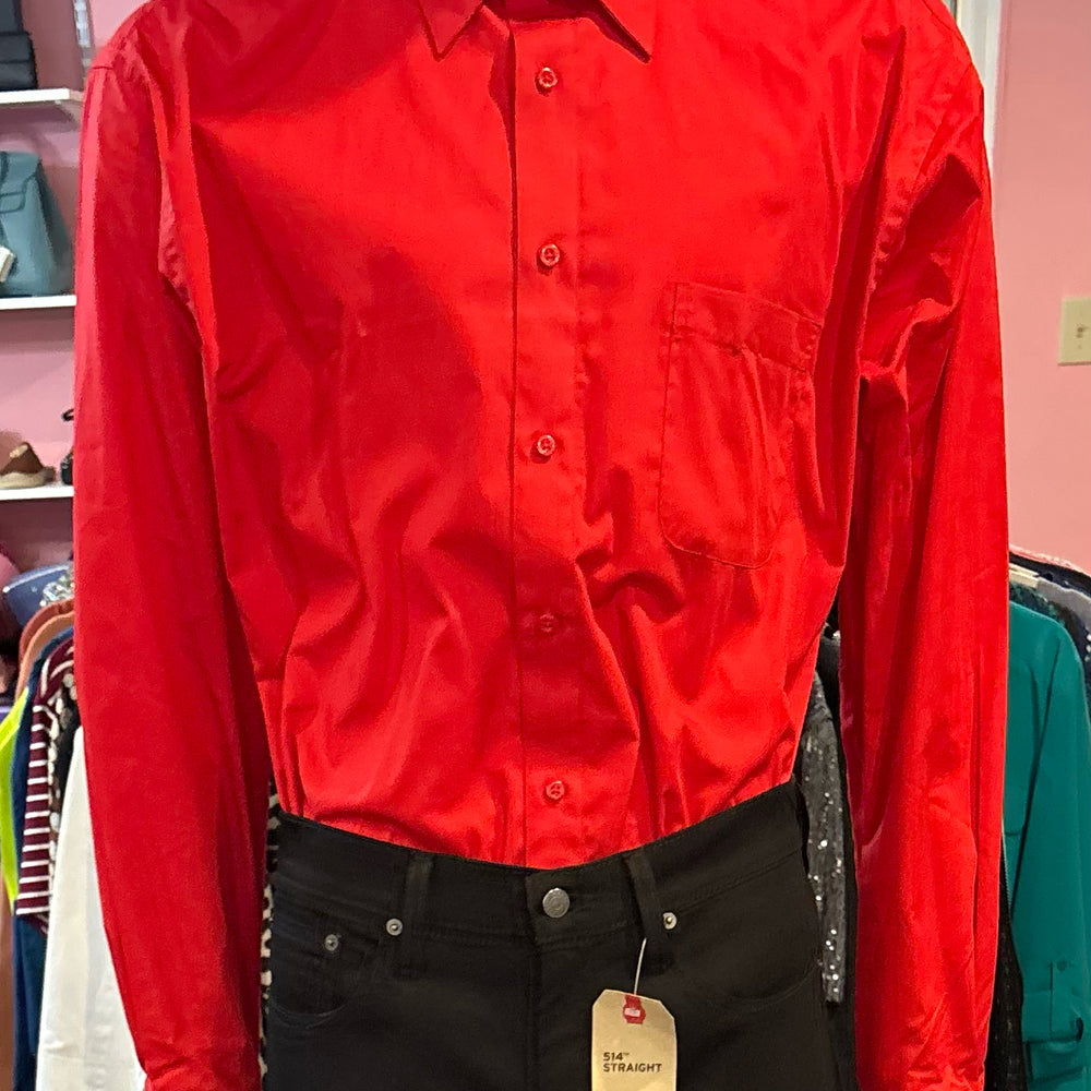 NWOT Marquis Men's Red Long Sleeve Dress Shirt Size: 17 1/2