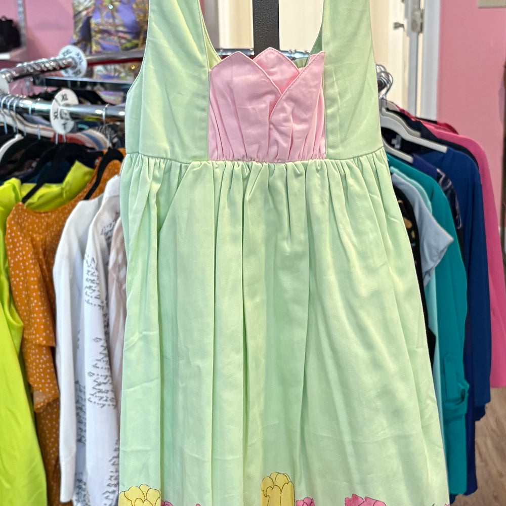 NWT Cotton Kids Pink & Green Floral Sleeveless Dress Size:4