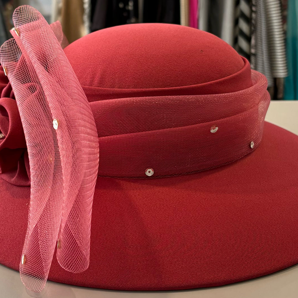 NWT Lisa Rene Style H9620 Church Hat in D.Rose