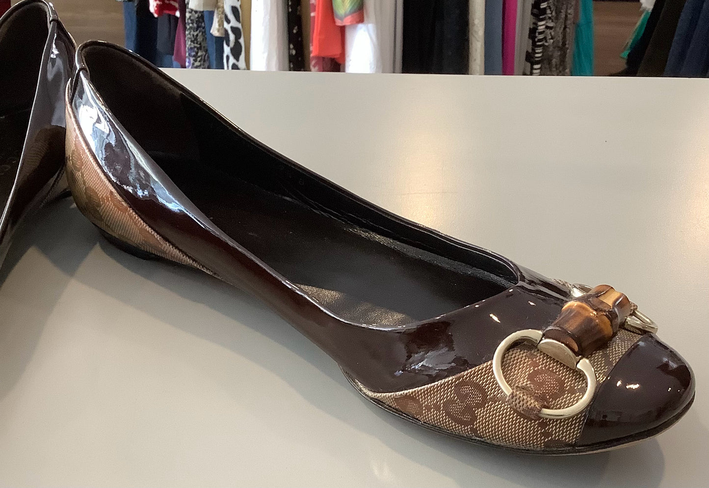 9.5B Gucci Horsebit Bamboo  Flats
