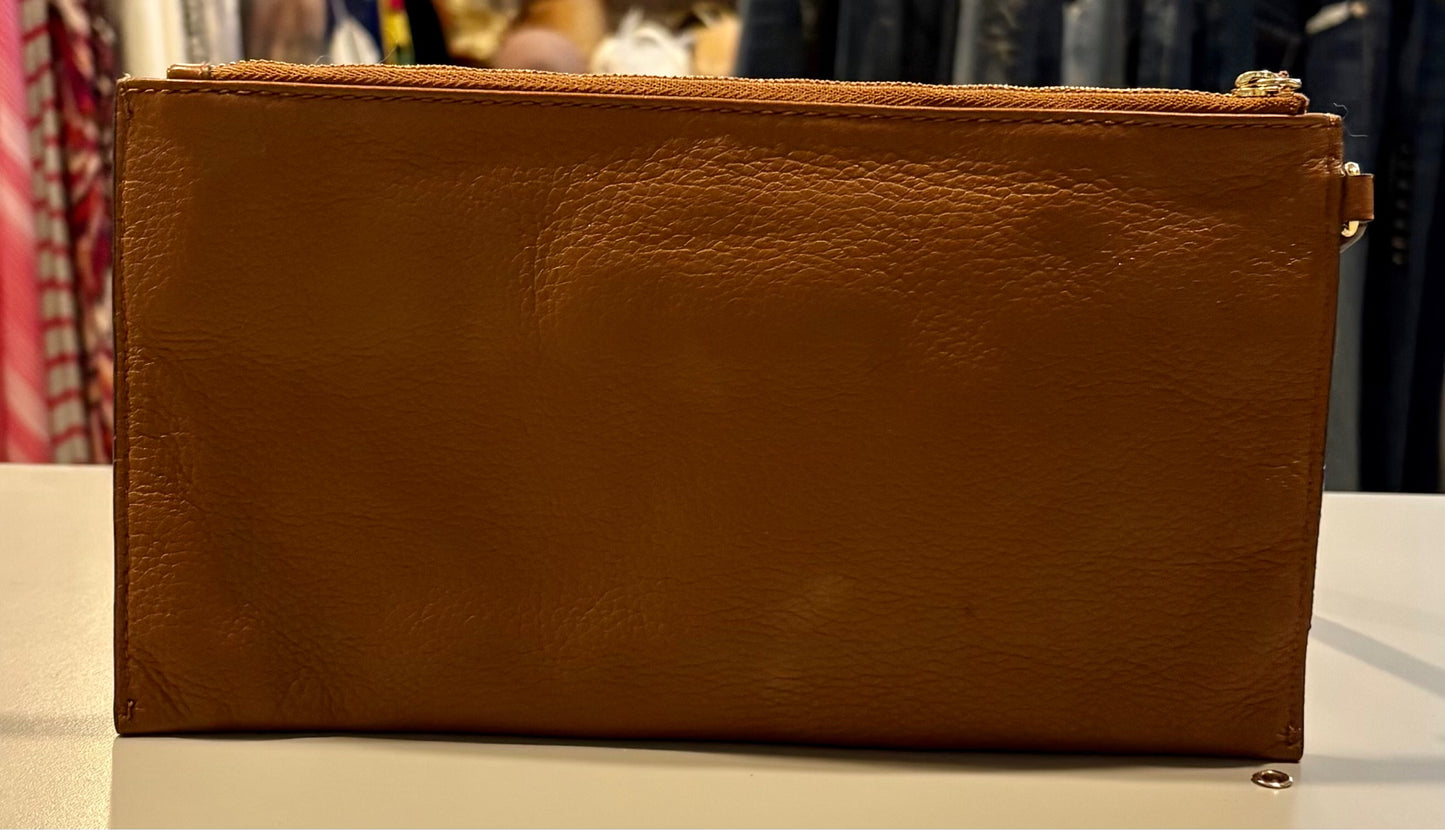 Michael Kors Fulton Large Brown Pebble Leather Wrislet Wallet