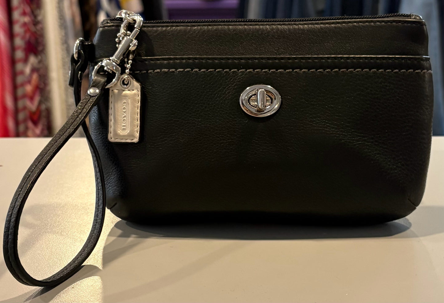 Coach Black Leather Wristlet