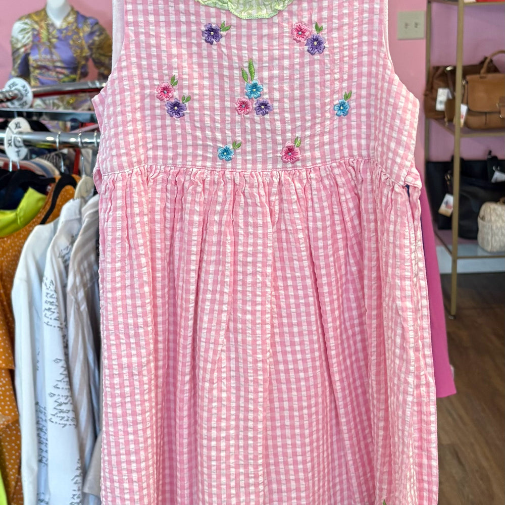 NWT Cotton Kids Pink Multi-Colored Checkered Sleeveless Dress Size:4