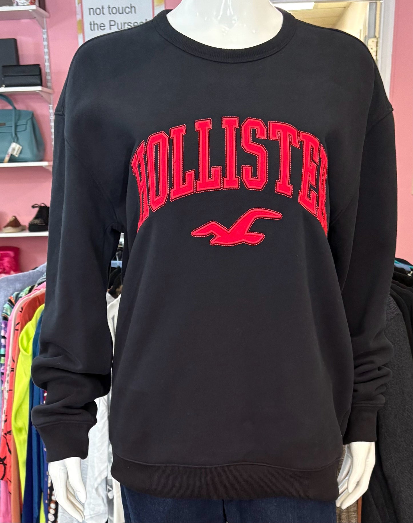 NWOT Hollister Black and Red Sweatshirt Size:M