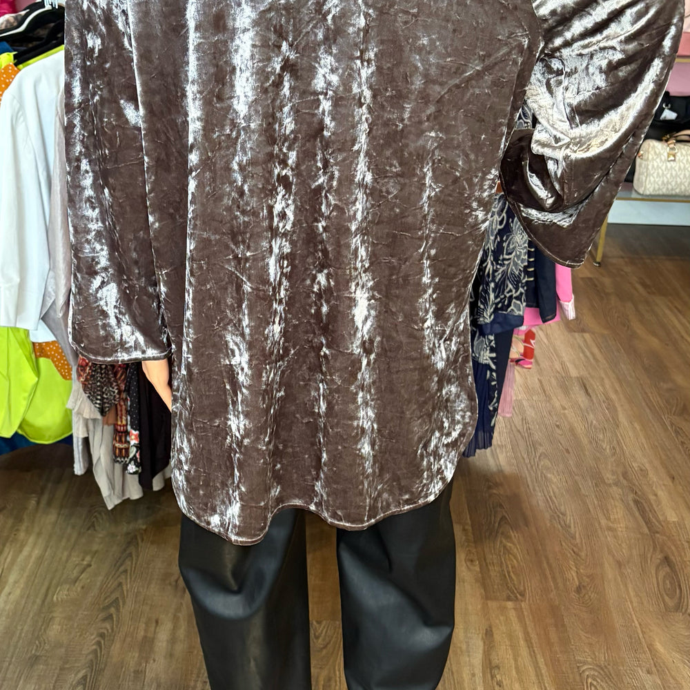 
                      
                        Andree By Unit Silver Metallic Velvet Embroidered Blouse Size:2X
                      
                    
