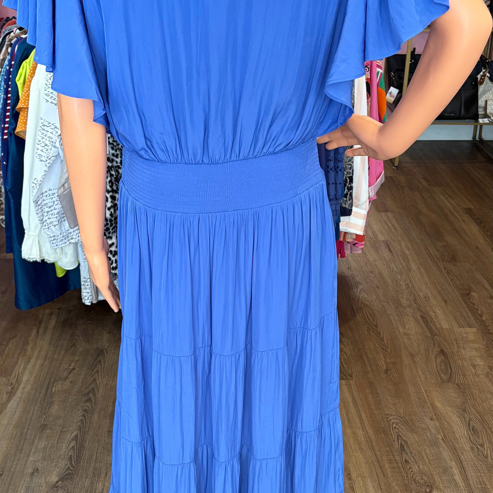 
                      
                        NWT Chico's Ampario Blue Tiered Fluttering Sleeve Maxi Dress Size: 2
                      
                    