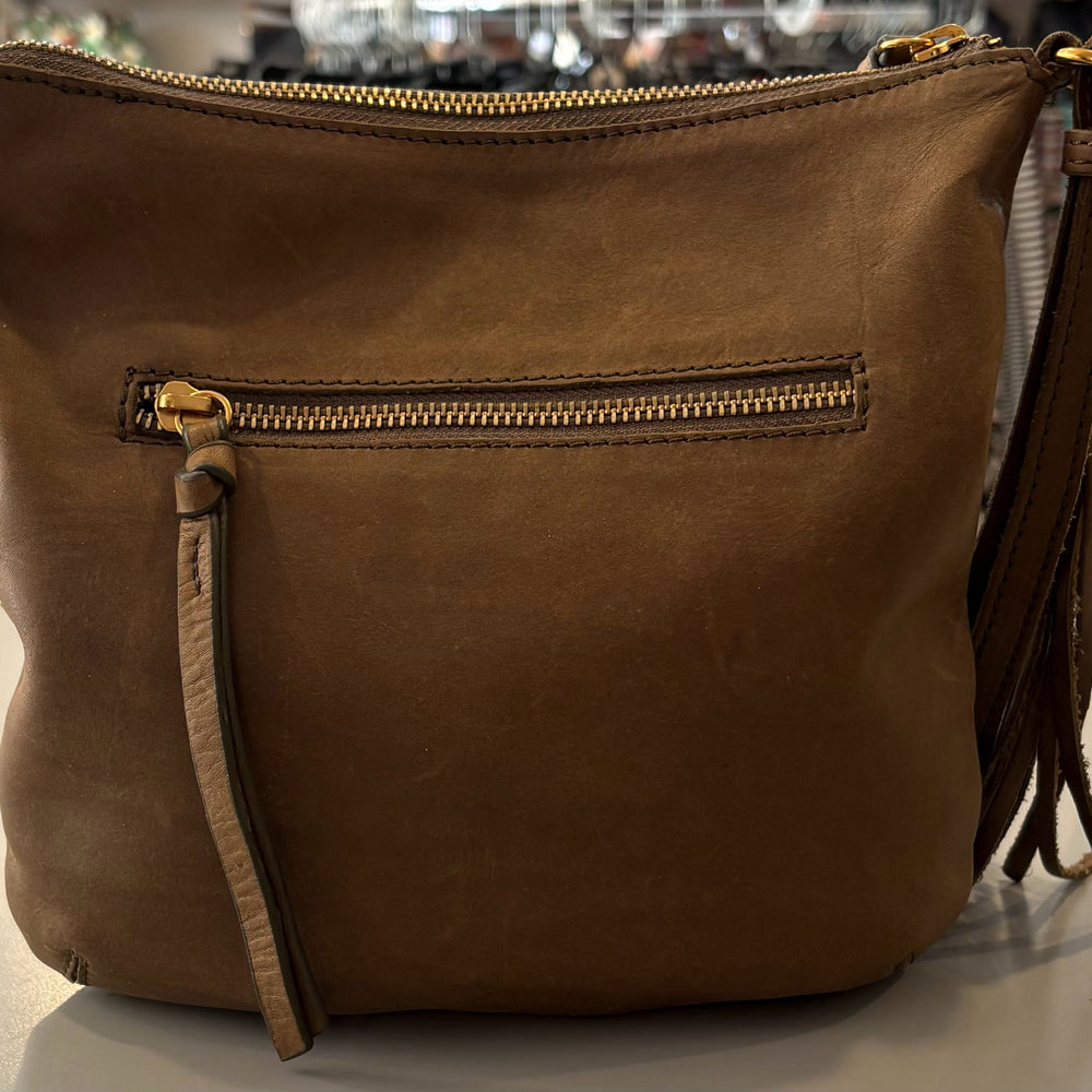 
                      
                        Margot NY Dark Brown Small Leather Adjustable Strap Crossbody with Tassel
                      
                    