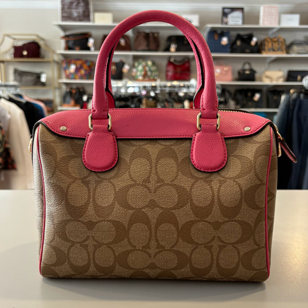 
                      
                        Coach Signature Mini Bennett Satchel Crossbody in Khaki Cerise SN:F36702
                      
                    