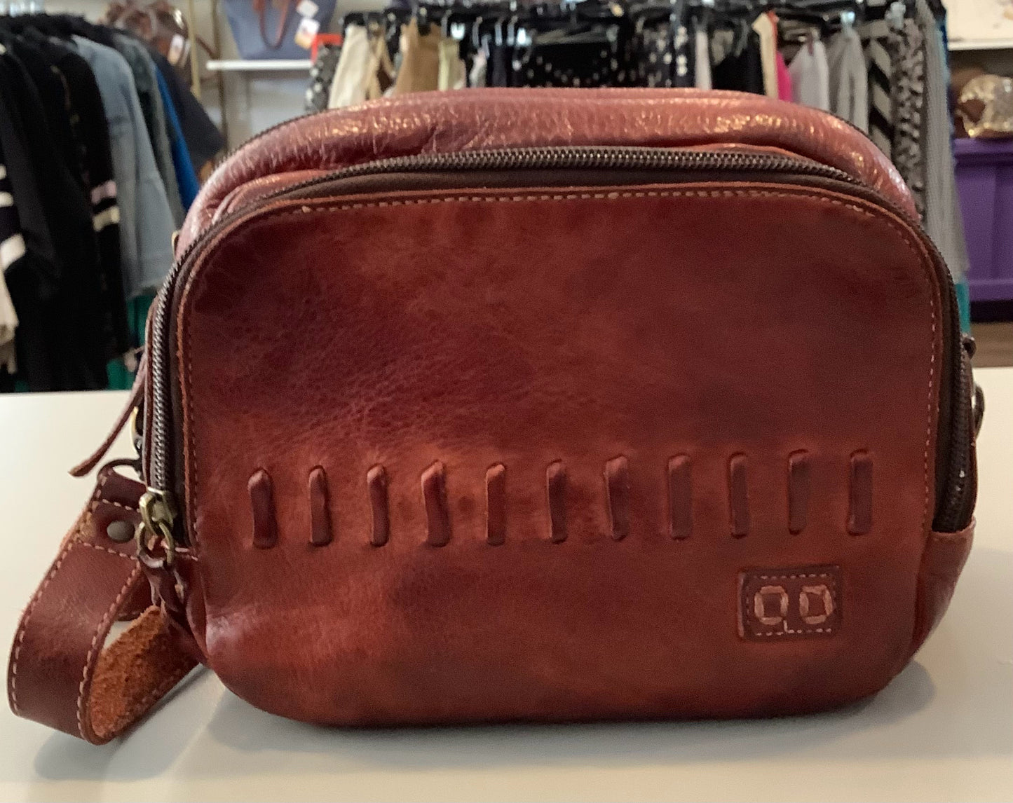 Bed Stu Rehab Leather Crossbody in Adobe Dipdye