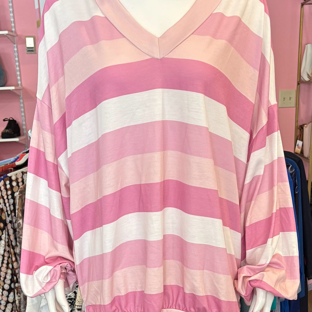 NWT Fantastic Fawn Pink & Off White Striped Sweatshirt Size: L