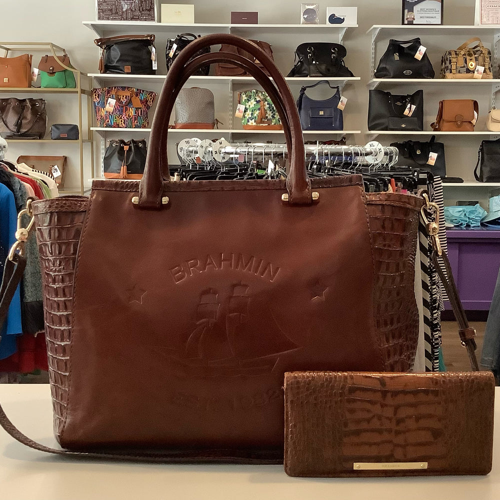 
                      
                        Brahmin Taylor Satchel in Cognac Elton
                      
                    