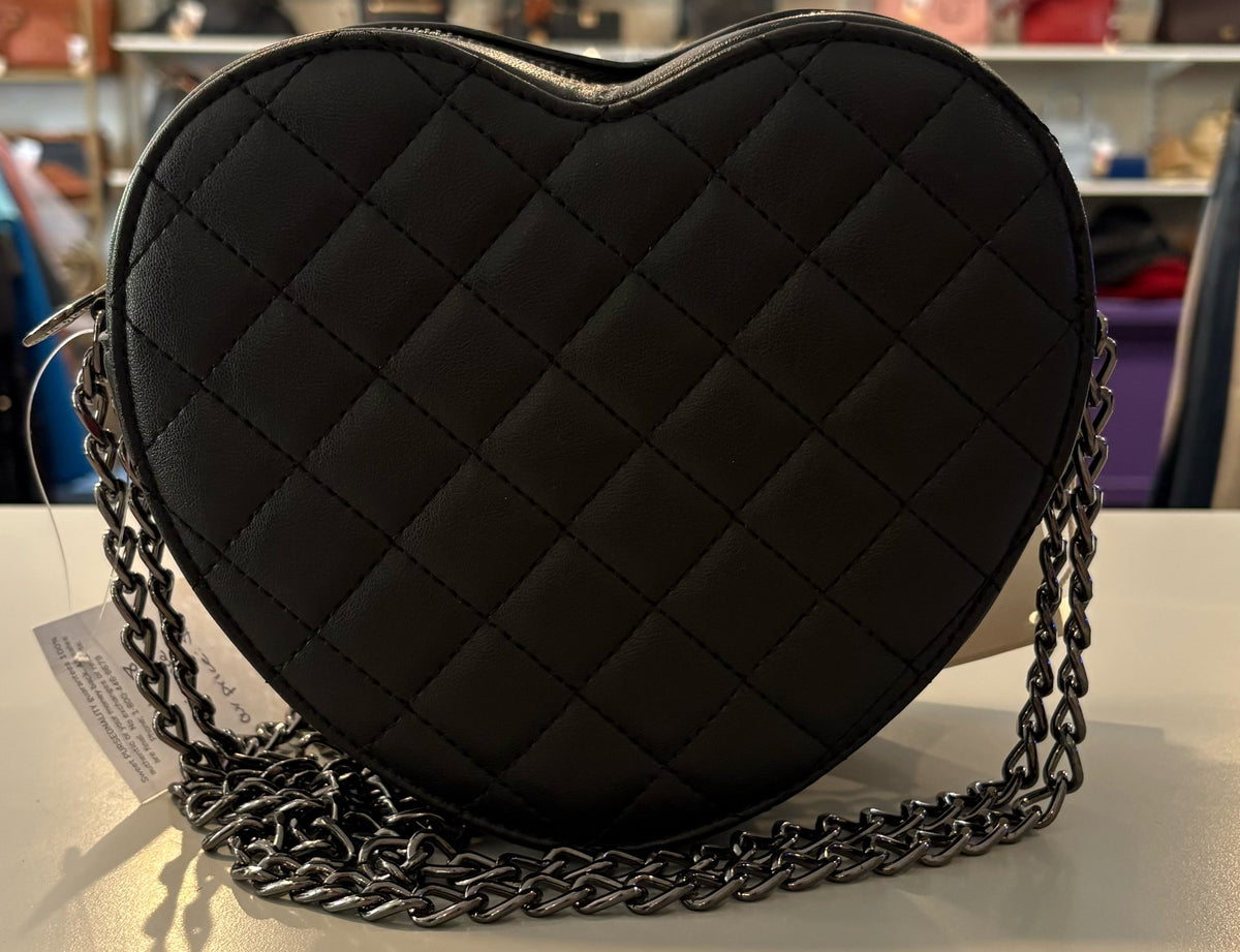 NWT Valentino Orlandi Vegan Leather Black Heart Crossbody Bag