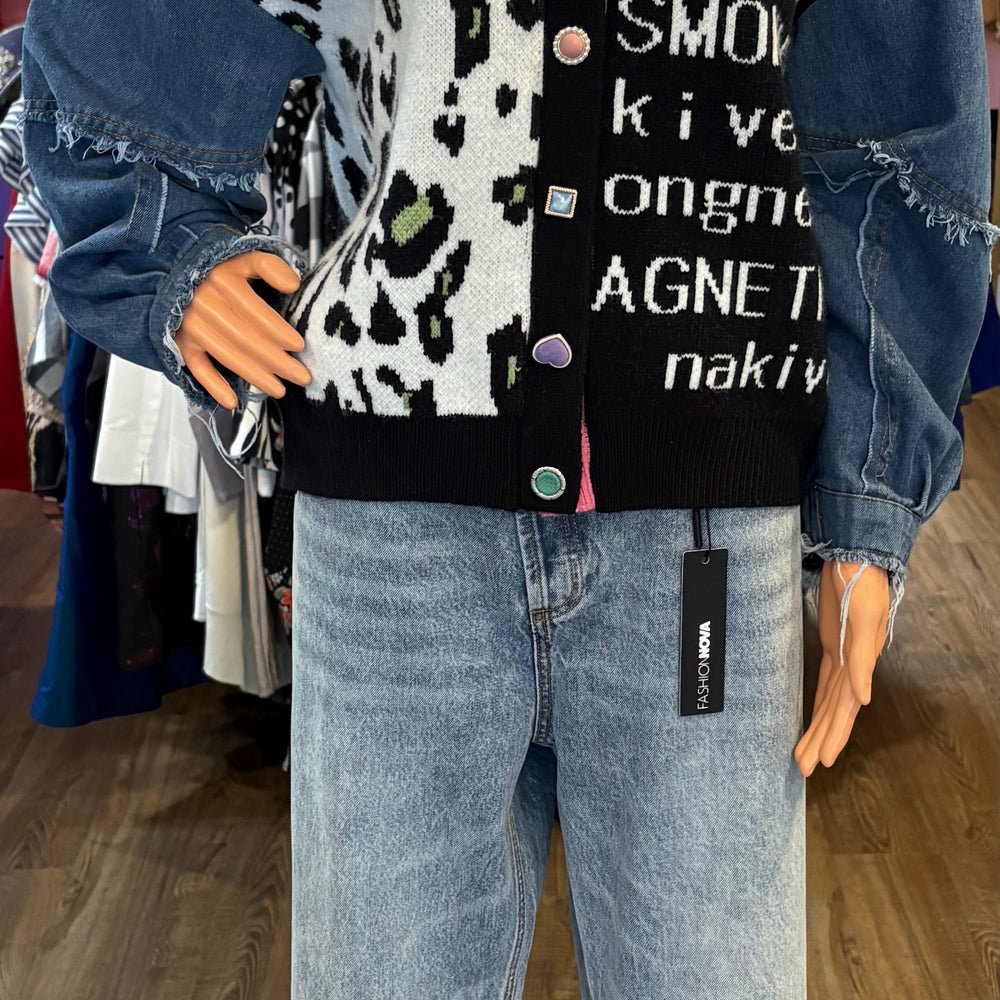 ENVME Denim Cardigan Sweater Size One Size Fits All