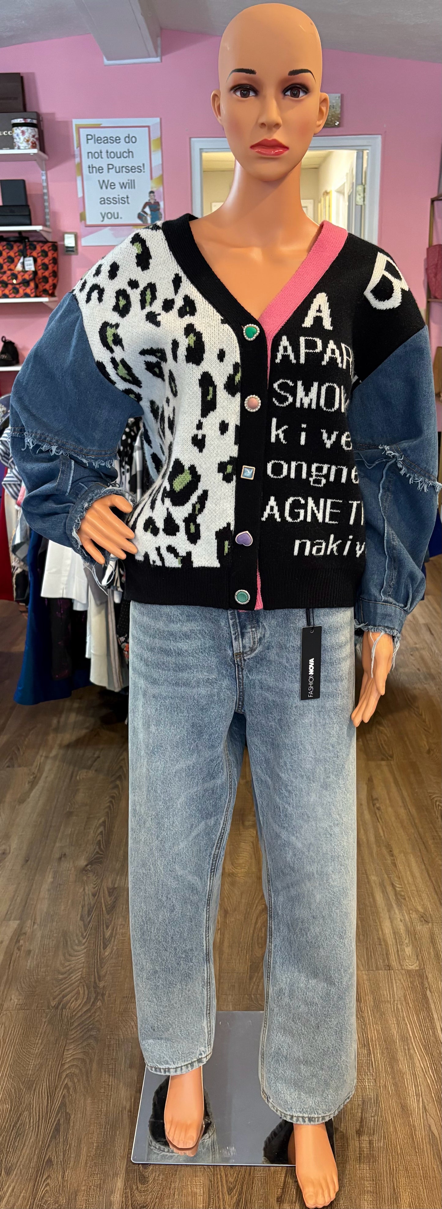 ENVME Denim Cardigan Sweater Size One Size Fits All