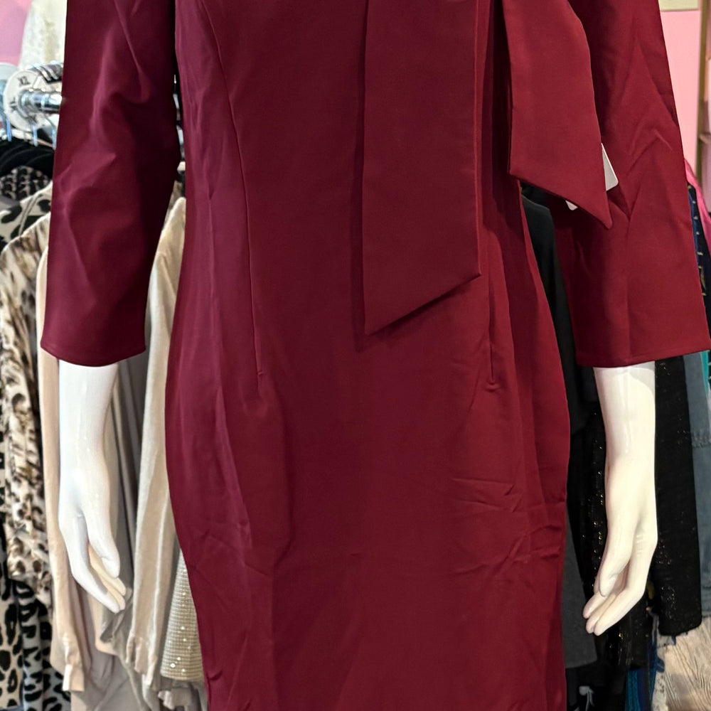 NWT Ashro Maroon Dress with Bow Tie Detailing Size:M