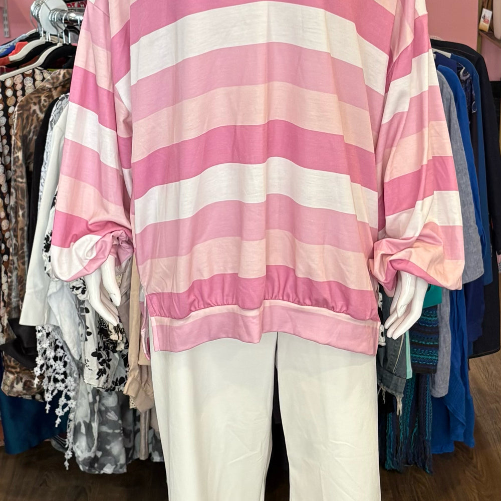 NWT Fantastic Fawn Pink & Off White Striped Sweatshirt Size: L