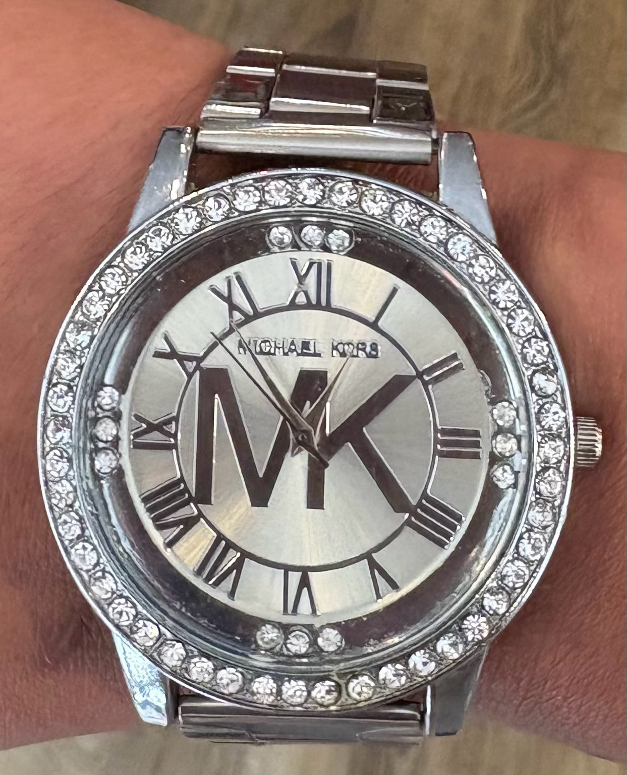 Michael Kors Silver Stainless Steel Watch with Rhinestones