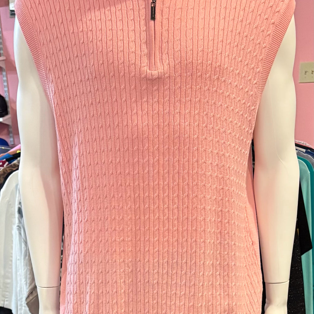 BAGAZIO Pink Quarter Zip Cotton Blend Sweater Vest Size: XXL