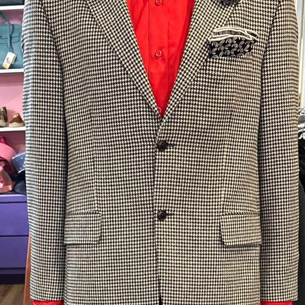 SilverStone Cashmere Black & White Houndstooth Blazer Size: 40R