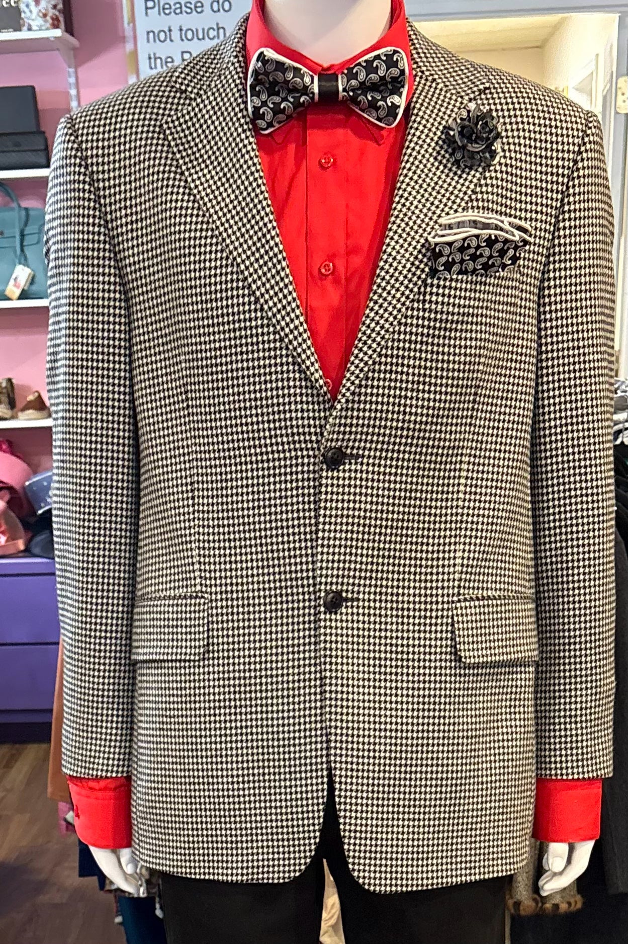 SilverStone Cashmere Black & White Houndstooth Blazer Size: 40R