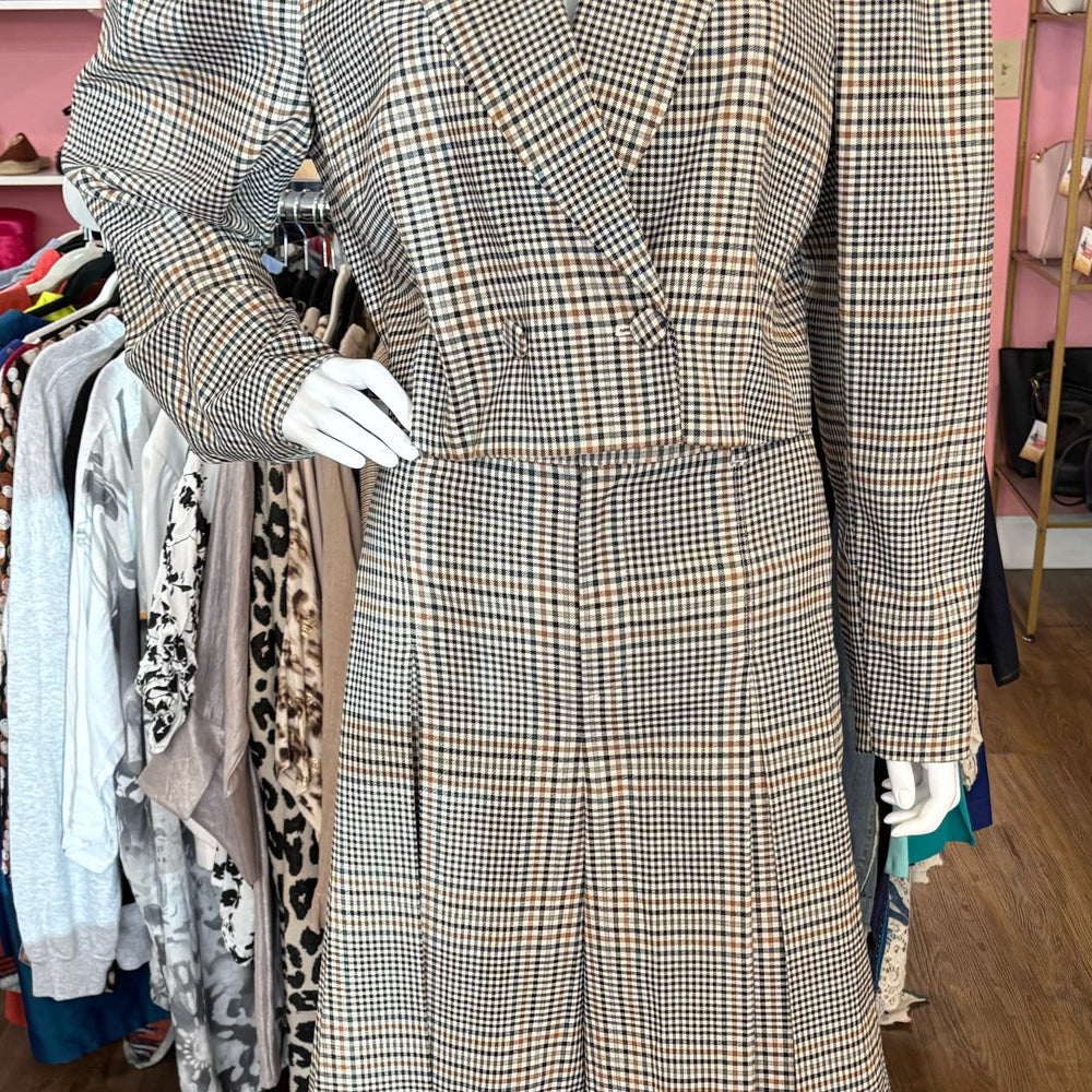 NWOT I.N.C Plaid Double Breasted Blazer & Gaucho Shorts Set Size: L (10)