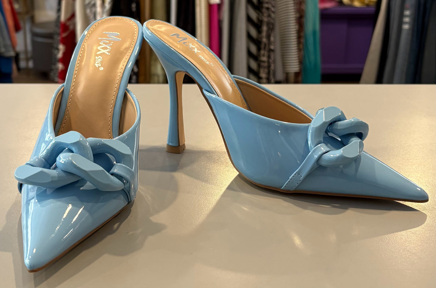 Mixx Shuz Oprah Baby Blue Mule Pumps Size:8