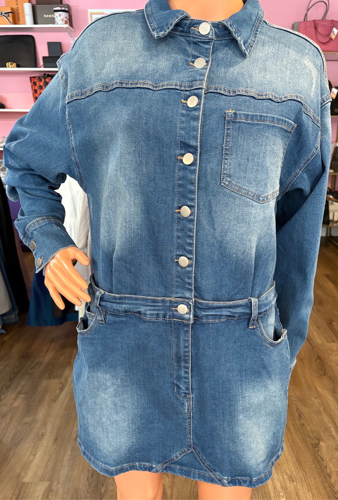 NWT Fashion Nova Belleville Denim Mini Dress Size 1x